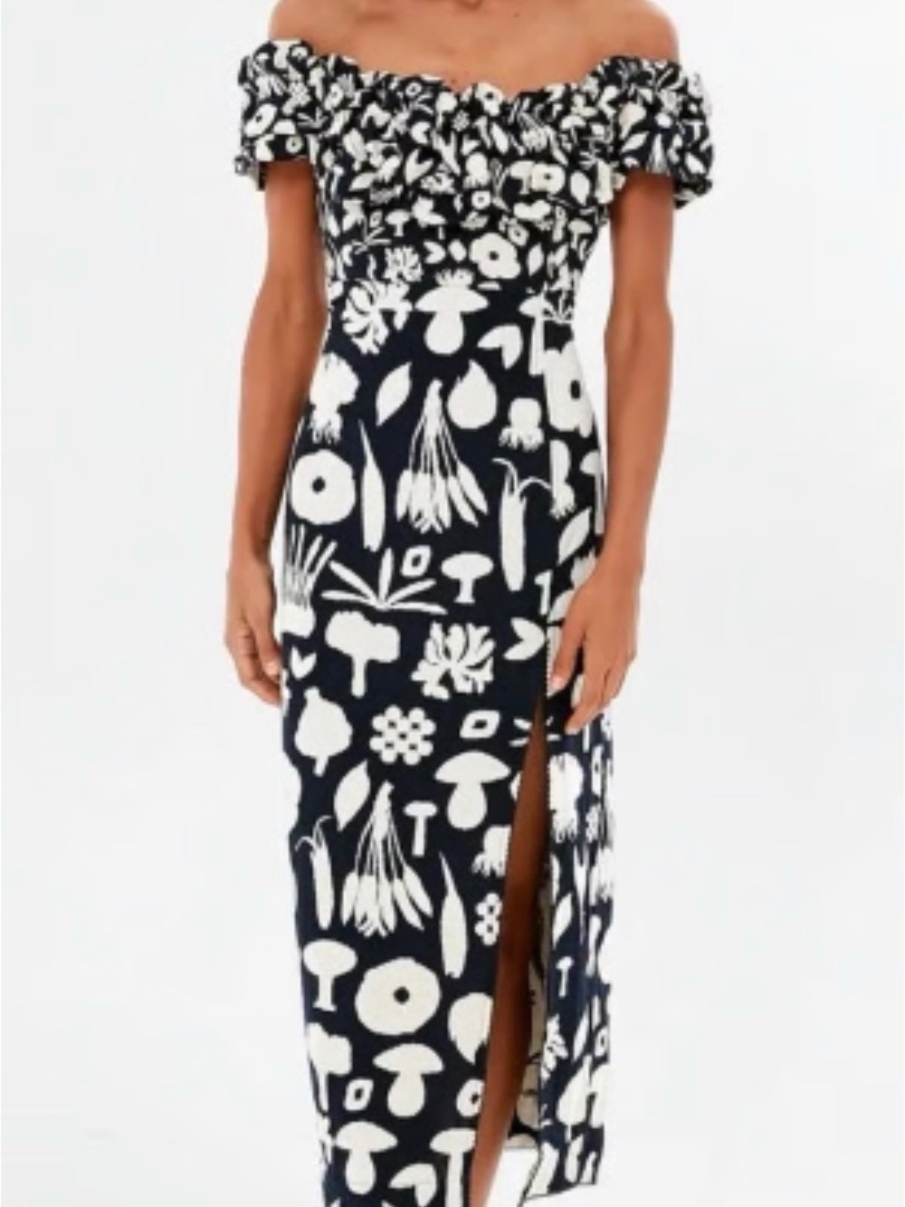 Agua Bendita Agave Setas Off the Shoulder Midi Dress NWT